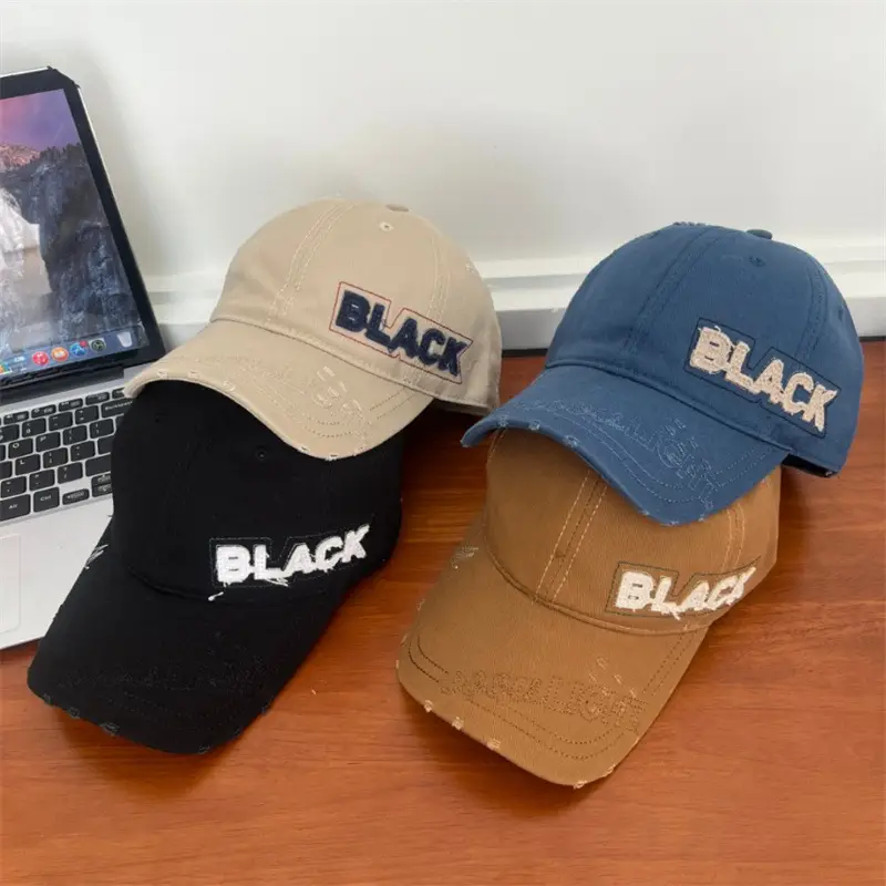 Korean Embroidered Black Letter Cap All Match — feature 9
