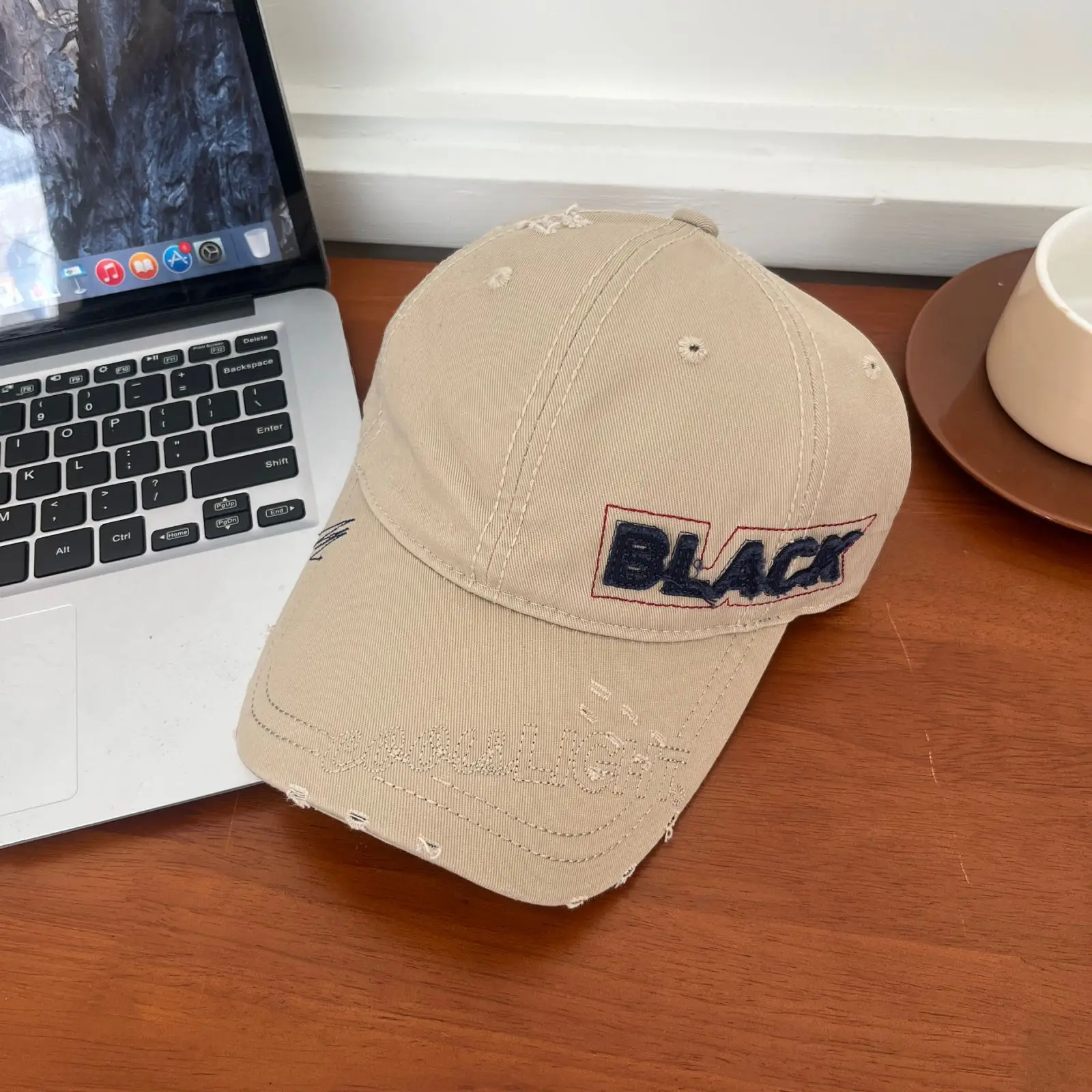 Korean Embroidered Black Letter Cap All Match - Image 2