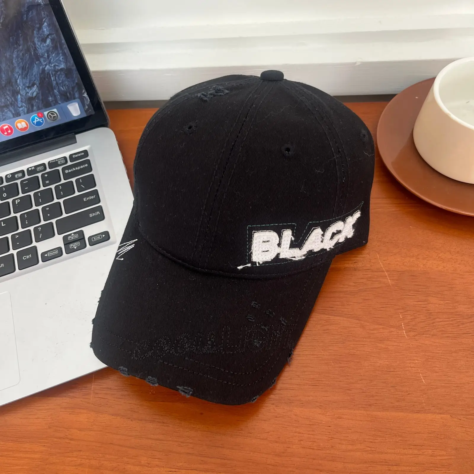 Korean Embroidered Black Letter Cap All Match - Image 5