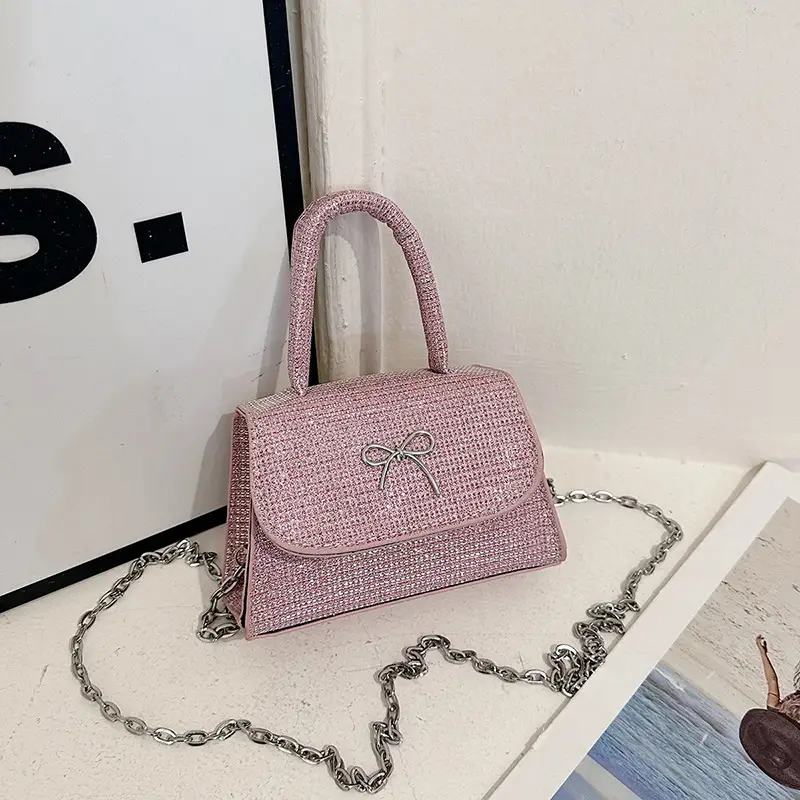 Pink Bow Shoulder Bag for Women Elegant Square Design - Image 6