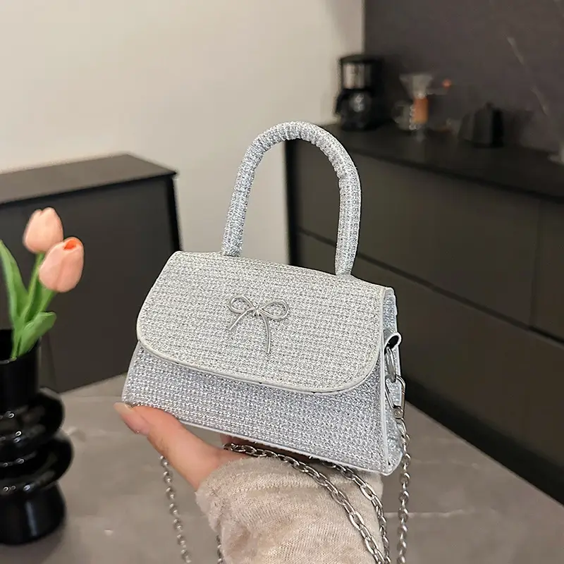 Pink Bow Shoulder Bag for Women Elegant Square Design - Image 9