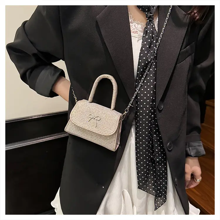 Pink Bow Shoulder Bag for Women Elegant Square Design — feature 14