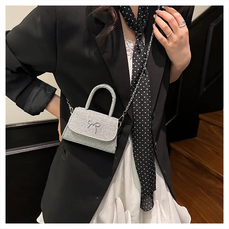 Pink Bow Shoulder Bag for Women Elegant Square Design — feature 17