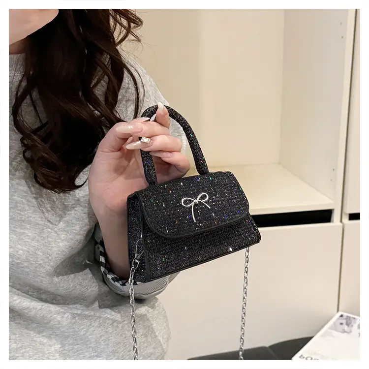 Pink Bow Shoulder Bag for Women Elegant Square Design — feature 25