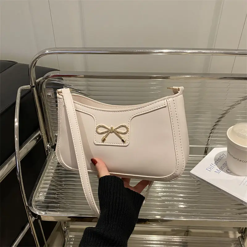 Light Brown Korean Style Shoulder Bag with Bow Detail - Image 6
