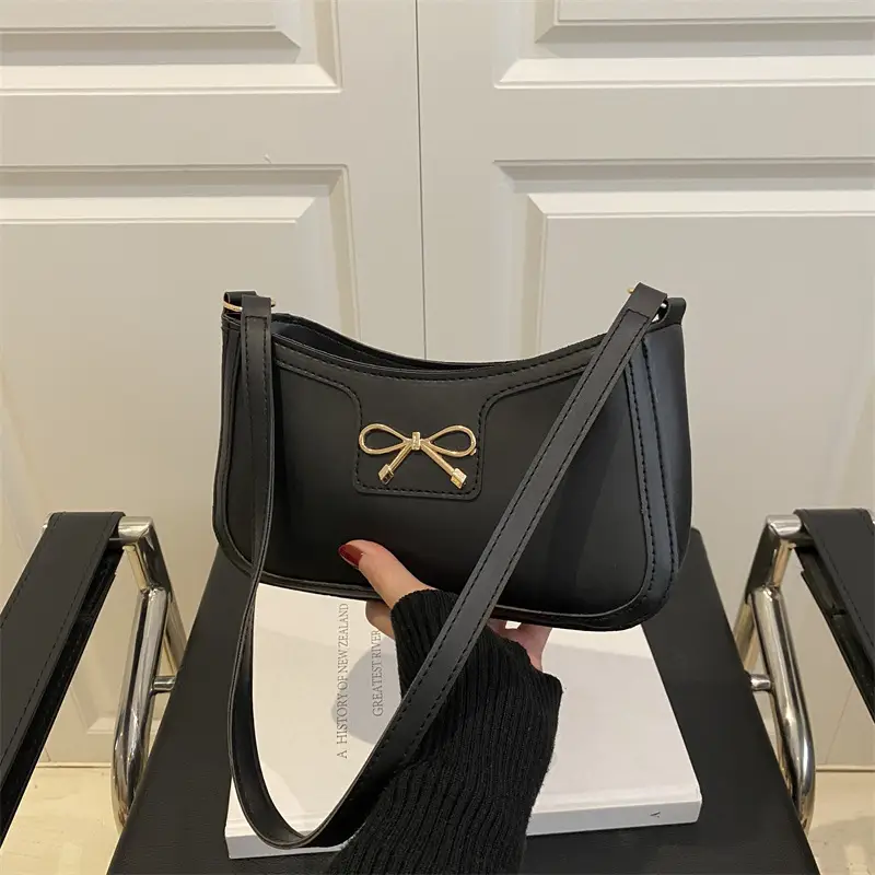 Light Brown Korean Style Shoulder Bag with Bow Detail - Image 8