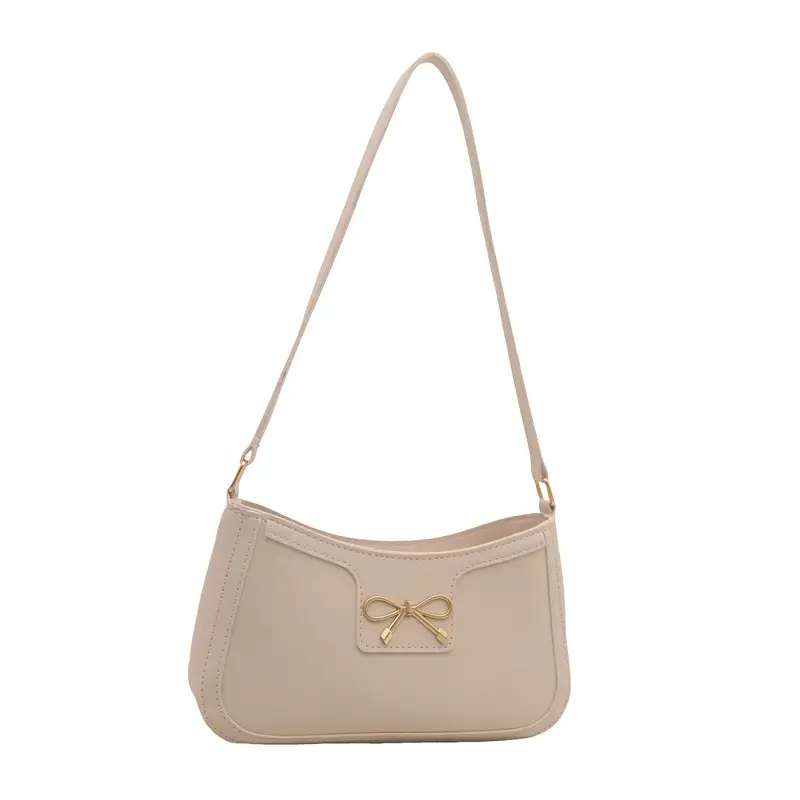 Light Brown Korean Style Shoulder Bag with Bow Detail - Image 9