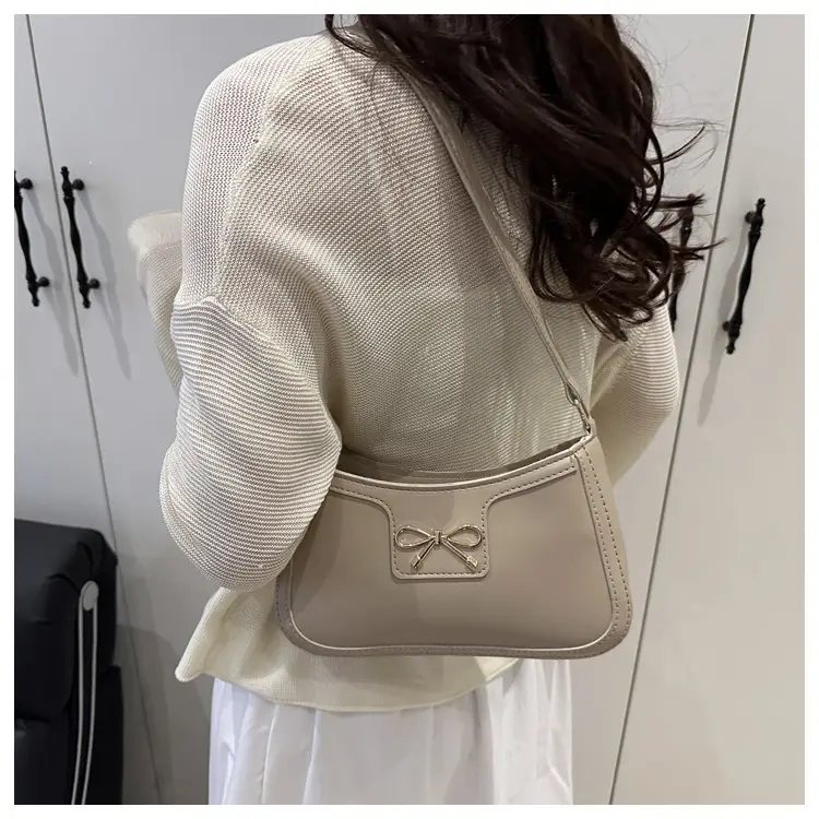 Light Brown Korean Style Shoulder Bag with Bow Detail — feature 10