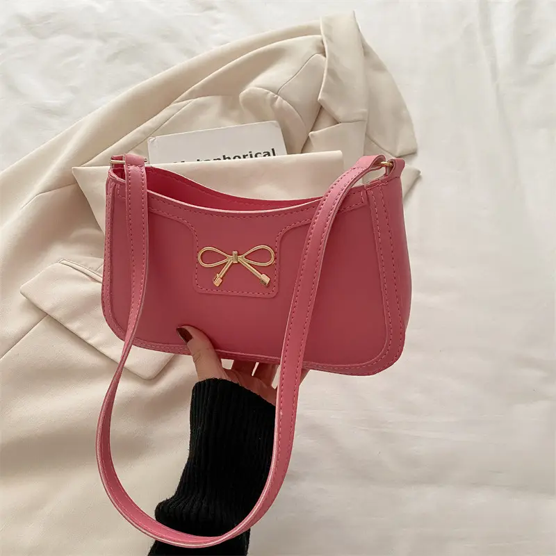 Light Brown Korean Style Shoulder Bag with Bow Detail - Image 3