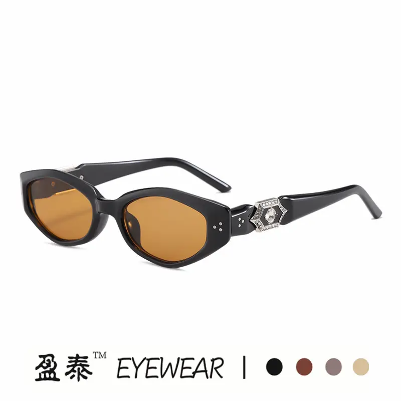 Diamond Cat-Eye Sunglasses Women Sandalwood UV400 - Image 7