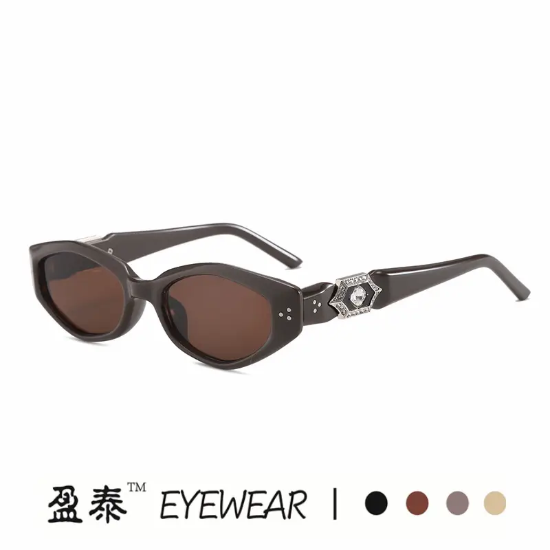 Diamond Cat-Eye Sunglasses Women Sandalwood UV400 - Image 3