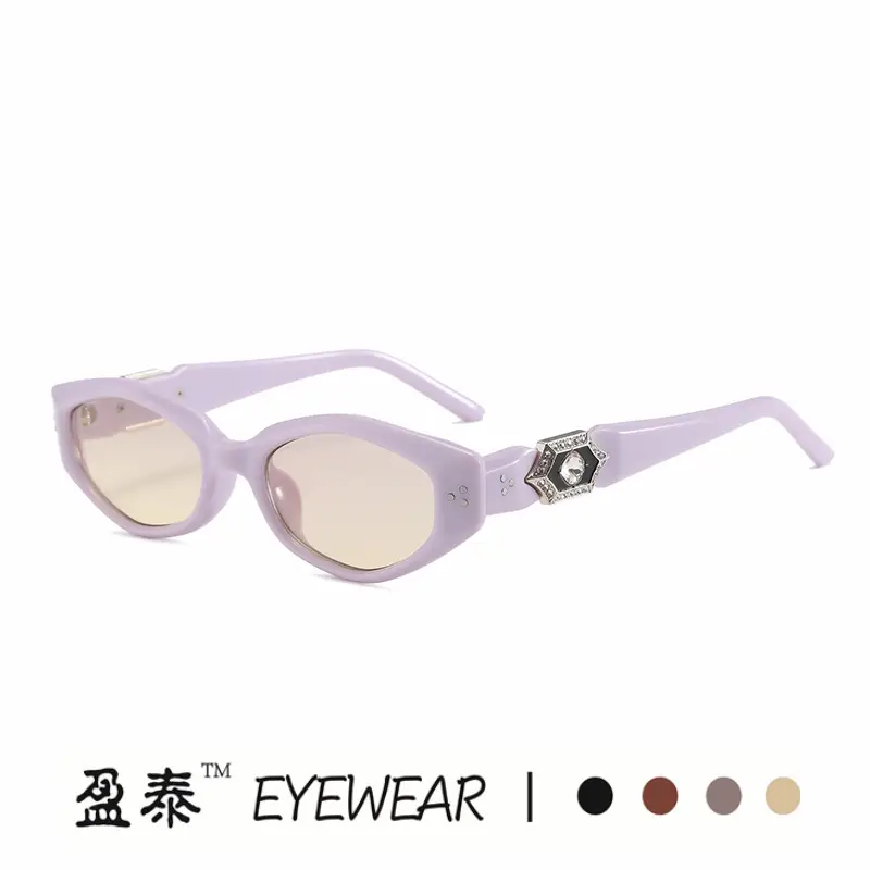 Diamond Cat-Eye Sunglasses Women Sandalwood UV400 - Image 4