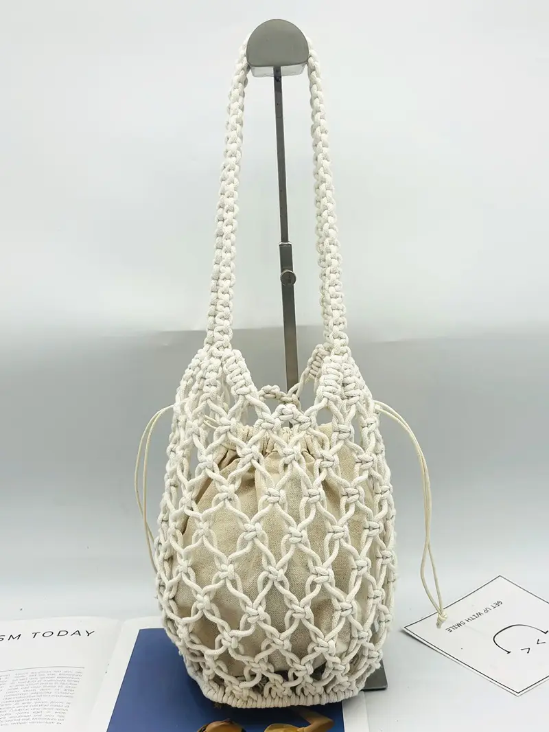 Black Rope Woven Shoulder Bag for Women - Image 7
