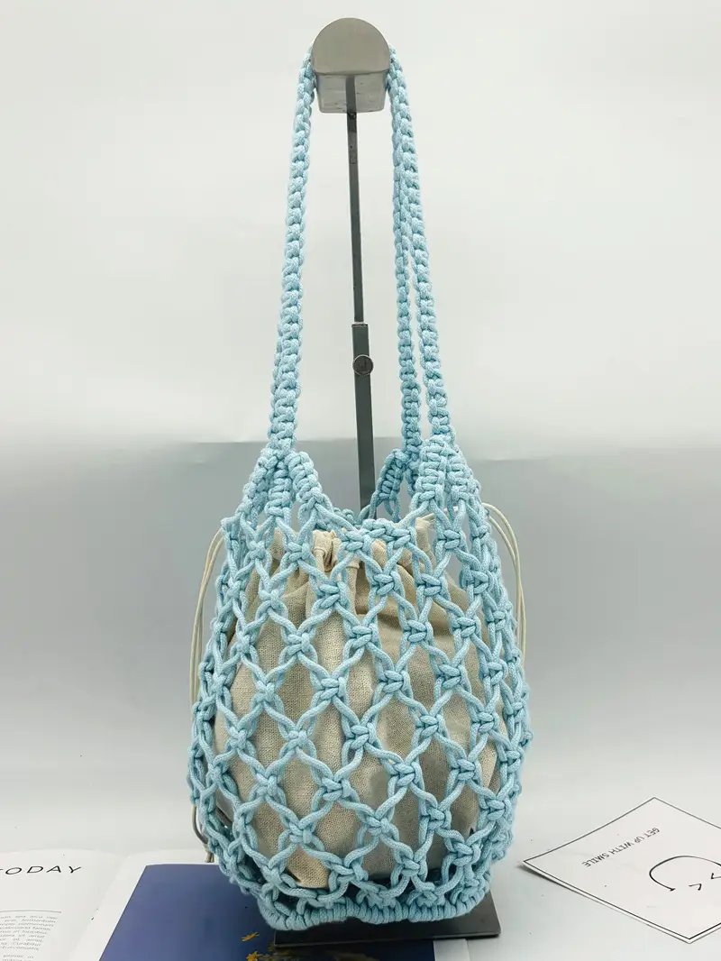 Black Rope Woven Shoulder Bag for Women - Image 9