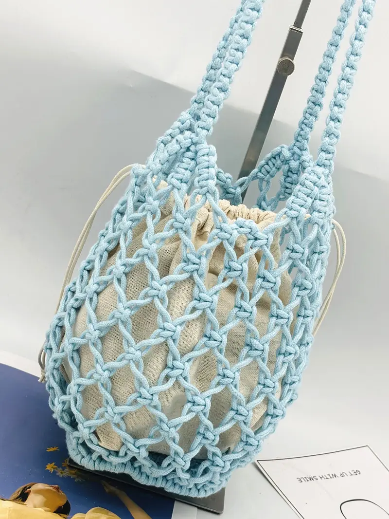 Black Rope Woven Shoulder Bag for Women - Image 10