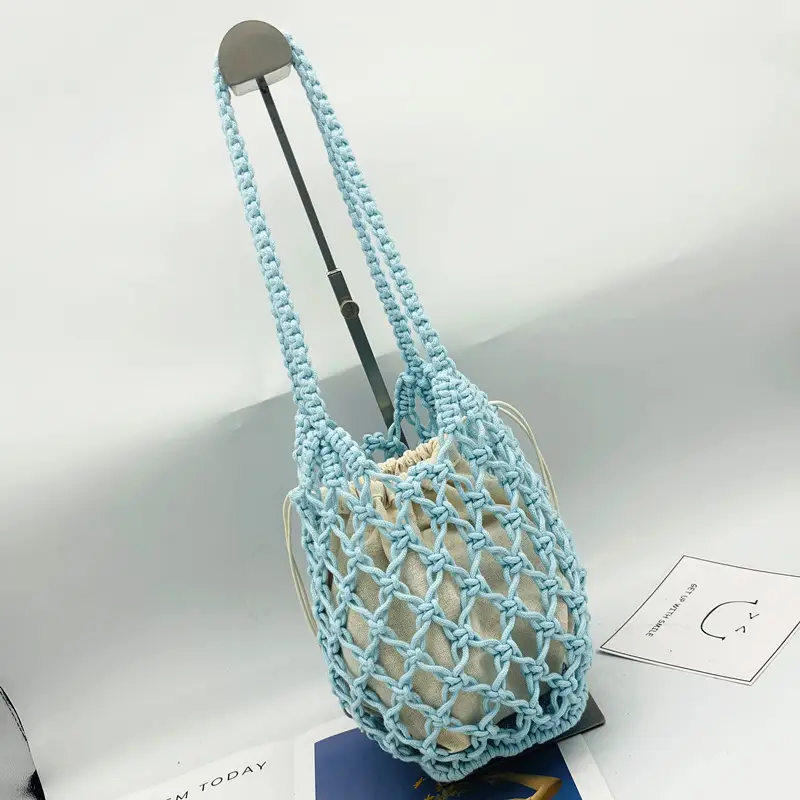 Black Rope Woven Shoulder Bag for Women - Image 3