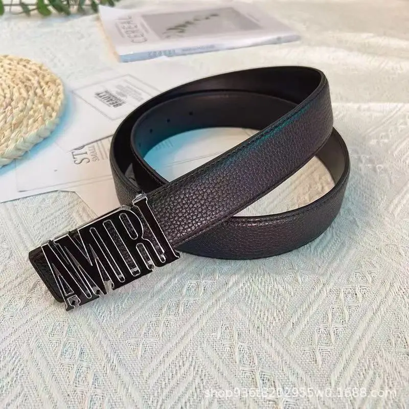 Men's Black Leather Belt with Gold Buckle - Image 11