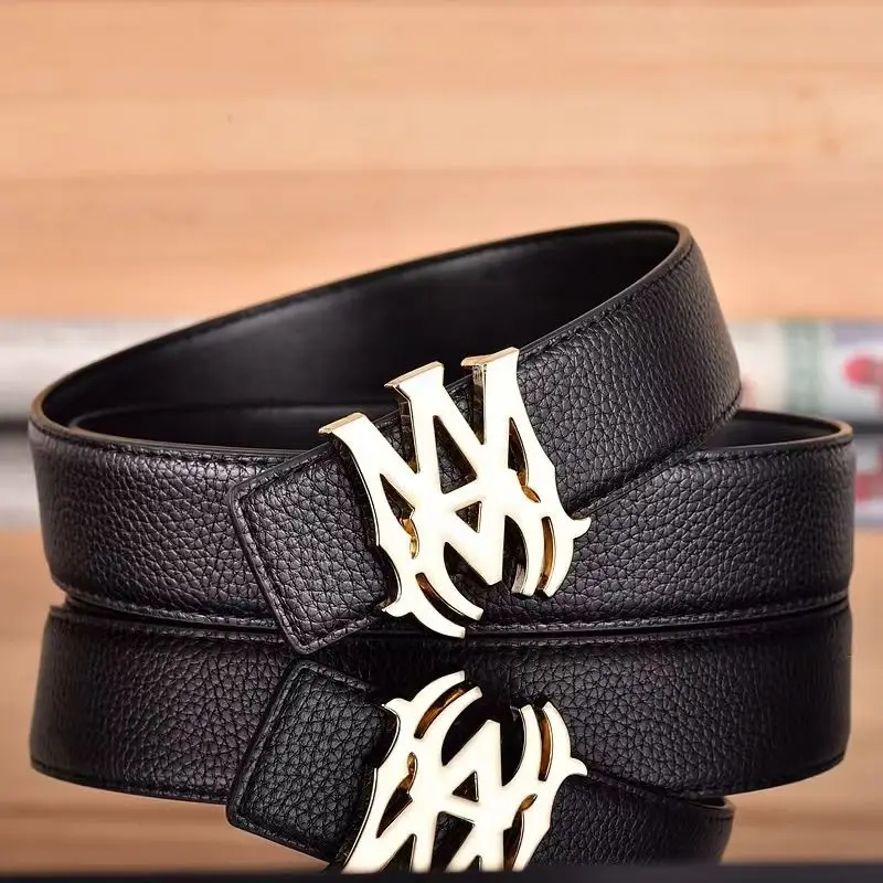Men's Black Leather Belt with Gold Buckle - Image 12