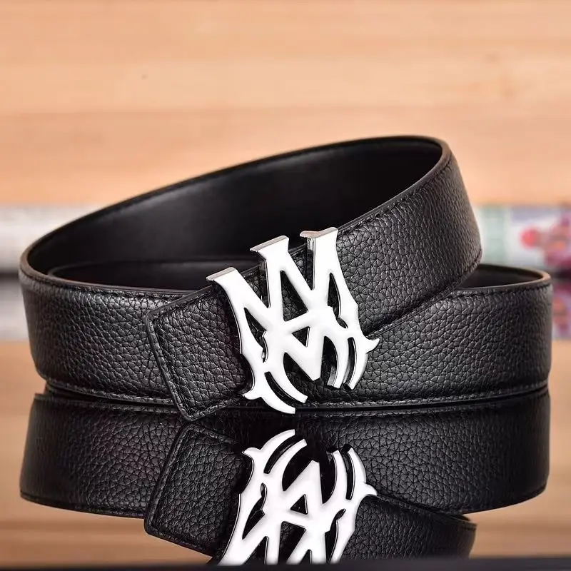 Men's Black Leather Belt with Gold Buckle - Image 13