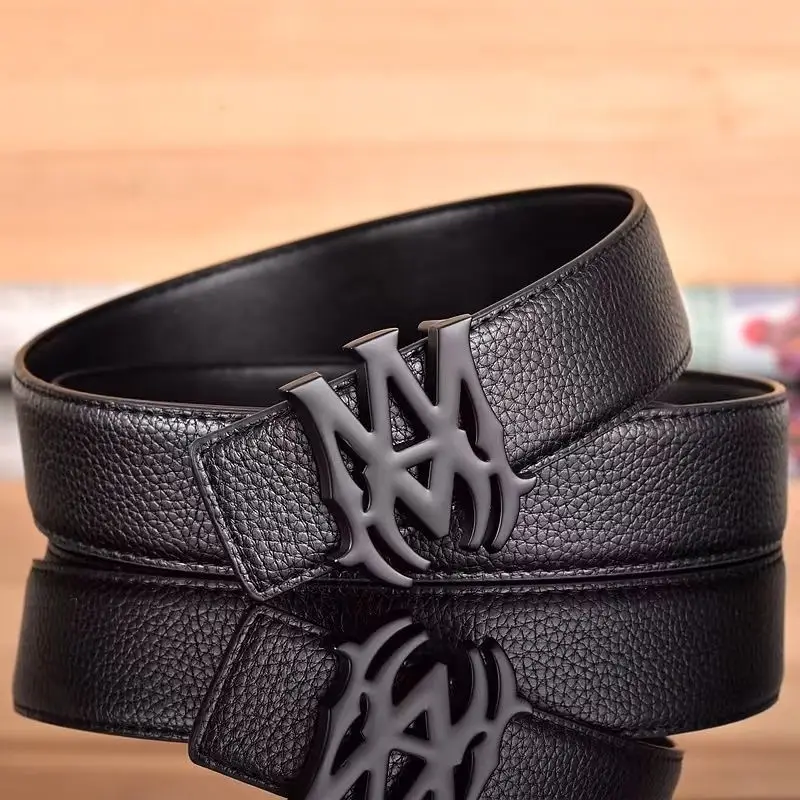 Men's Black Leather Belt with Gold Buckle - Image 14