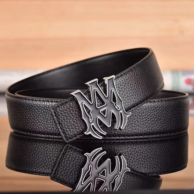Men's Black Leather Belt with Gold Buckle - Image 16