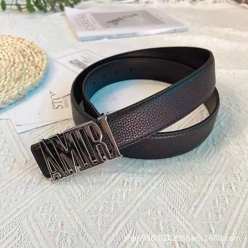 Men's Black Leather Belt with Gold Buckle - Image 8