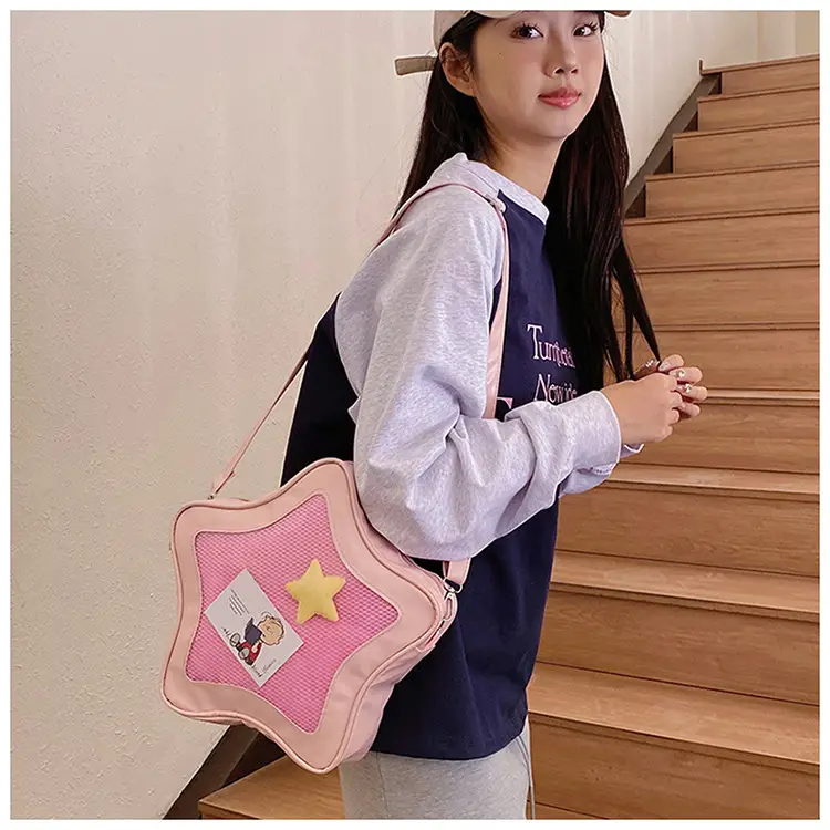 Sweet Spice Girl Crossbody Bag Pink Five Star Large Capacity — feature 24