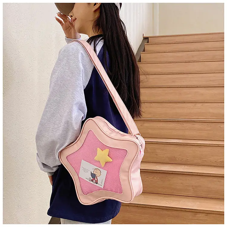 Sweet Spice Girl Crossbody Bag Pink Five Star Large Capacity — feature 27
