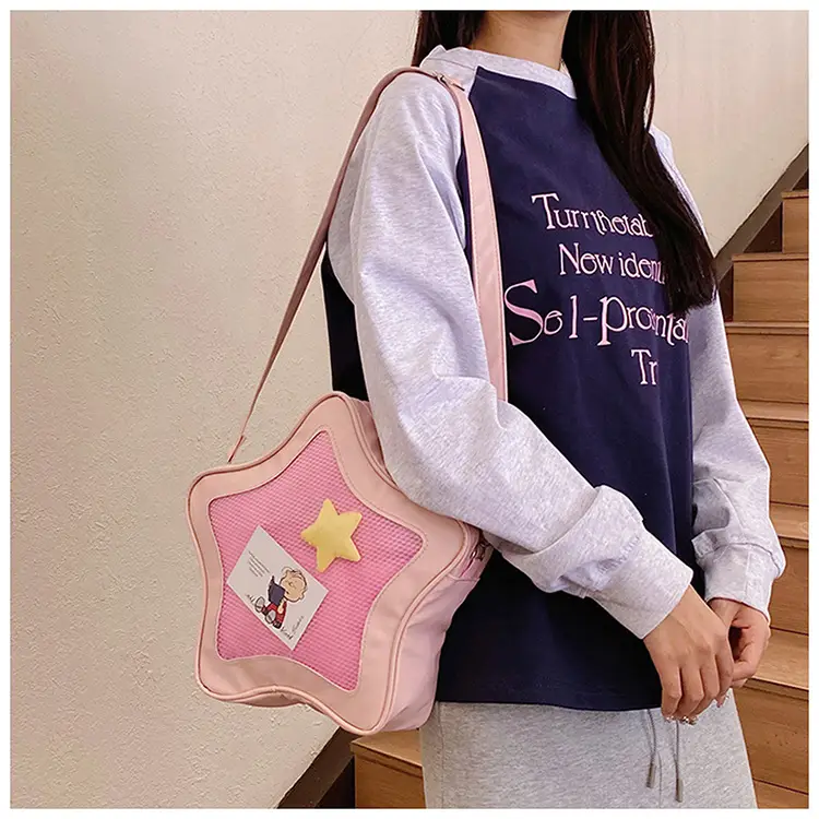 Sweet Spice Girl Crossbody Bag Pink Five Star Large Capacity — feature 28