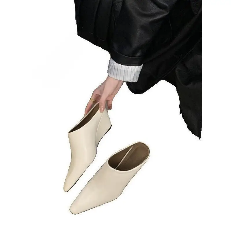 European and American Baotou Half Slippers Women's Small Square Heel High Heel Sandals Fashionable Outer Wear Thick Heel Lazy Muller Shoes - Image 8