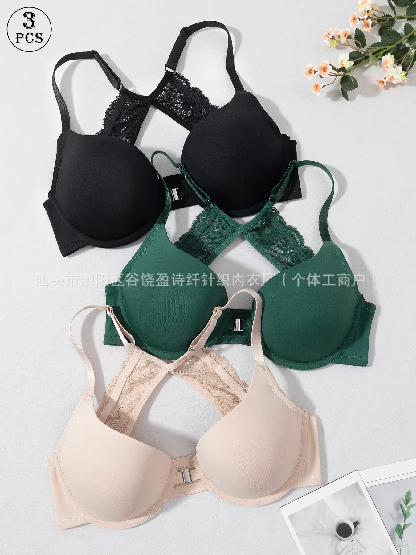 Cross Body Bra with Buckle & Lace Design — feature 3