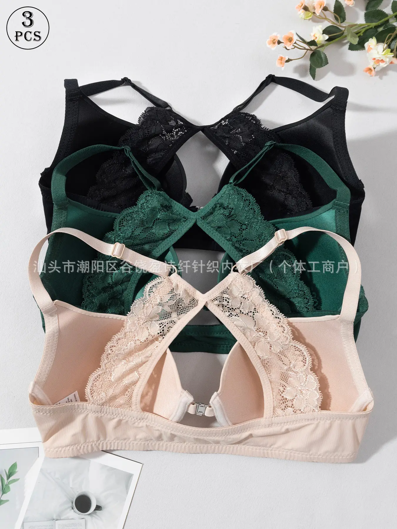 Cross Body Bra with Buckle & Lace Design — feature 5