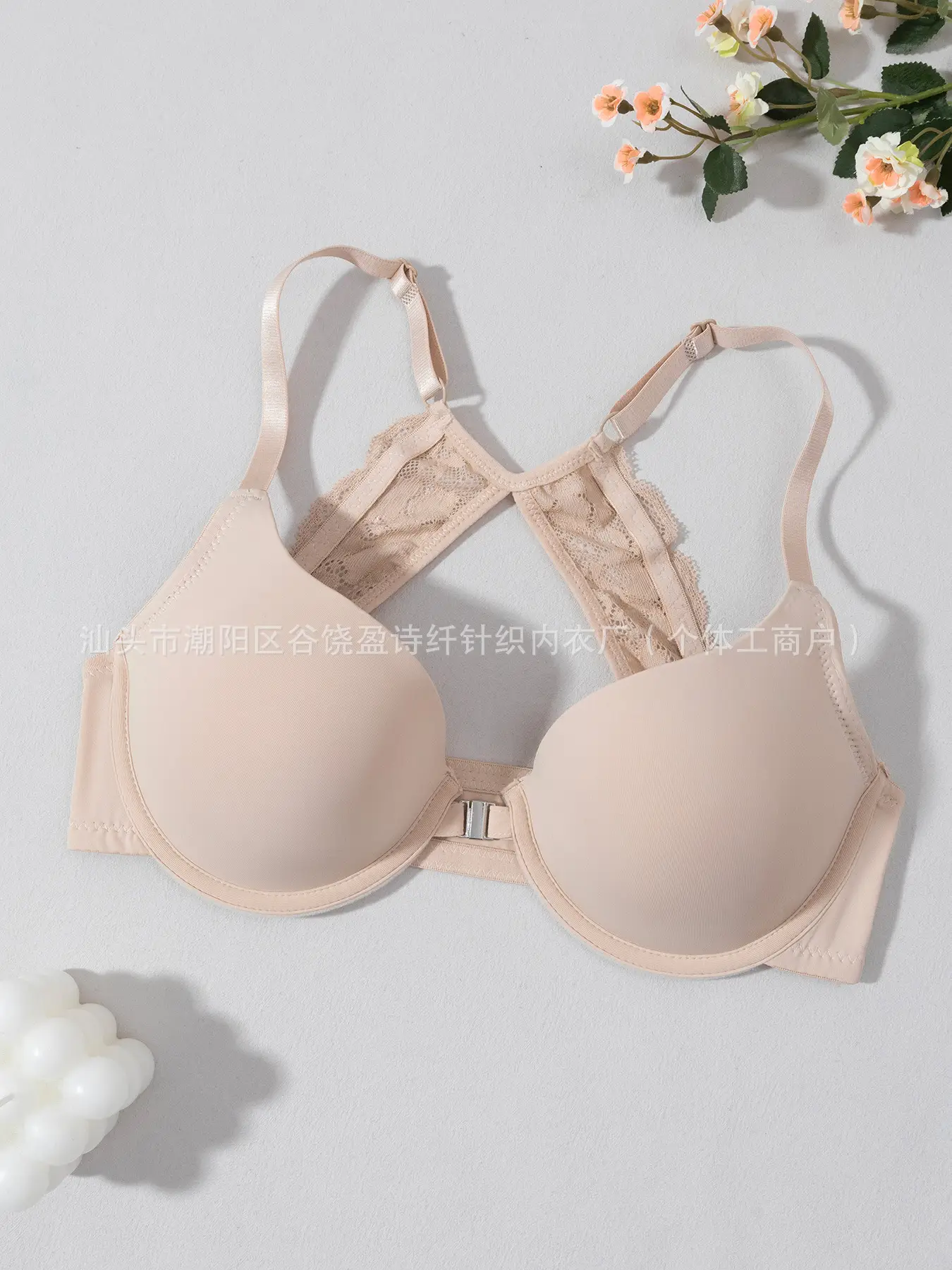 Cross Body Bra with Buckle & Lace Design — feature 6