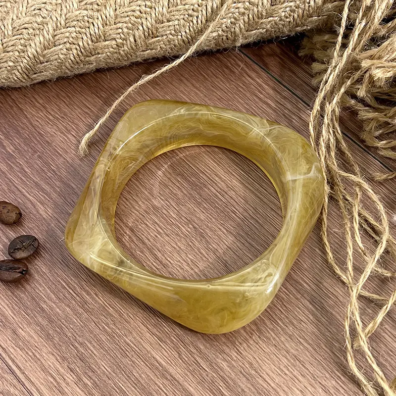 Women Gradient Resin Marble Bracelets Irregular Pattern Wide - Image 5