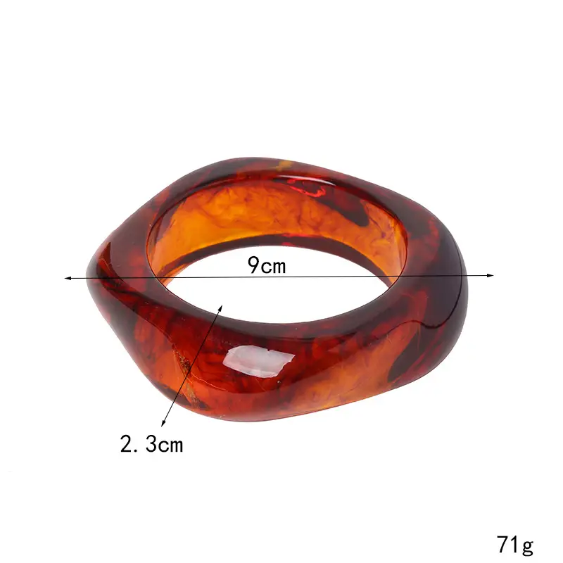 Women Gradient Resin Marble Bracelets Irregular Pattern Wide - Image 11