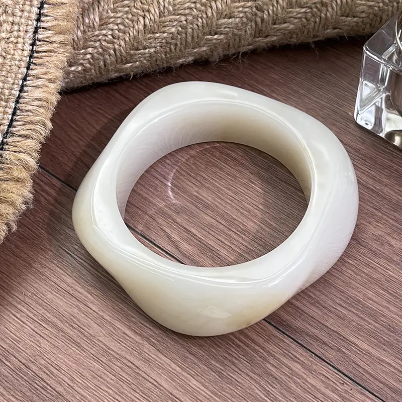 Women Gradient Resin Marble Bracelets Irregular Pattern Wide - Image 3