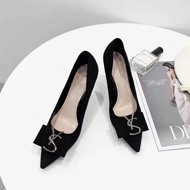 Beautiful Black Suede High Heels Women's Stiletto Heel Work Shoes Pointed Toe French Temperament High-class Not Tired Feet Single Shoes for Women — feature 4