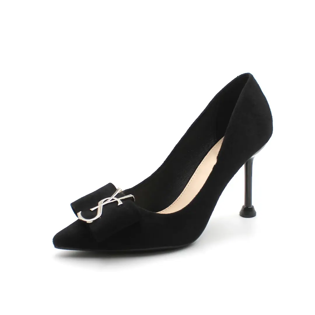 Beautiful Black Suede High Heels Women's Stiletto Heel Work Shoes Pointed Toe French Temperament High-class Not Tired Feet Single Shoes for Women - Image 3