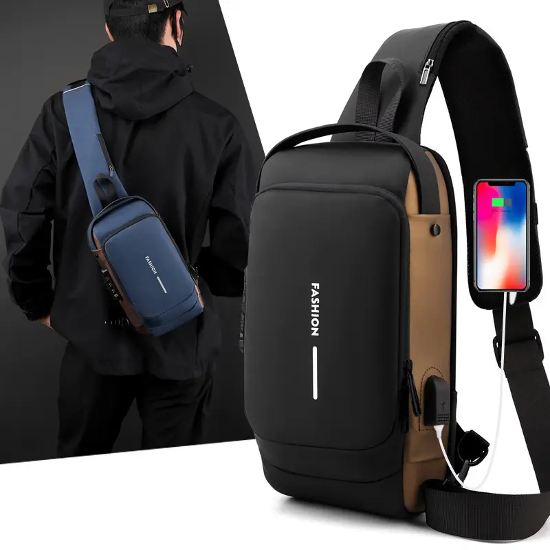 Men's Multifunctional Anti-Theft Lock Crossbody Bag - Image 16