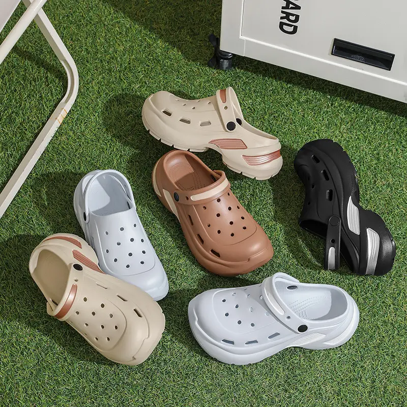Thick-soled Baotou Women's Summer Wear-resistant Height-increasing Sandals Exterior Wear EVA Breathable Non-slip Deodorant Beach Hole Shoes