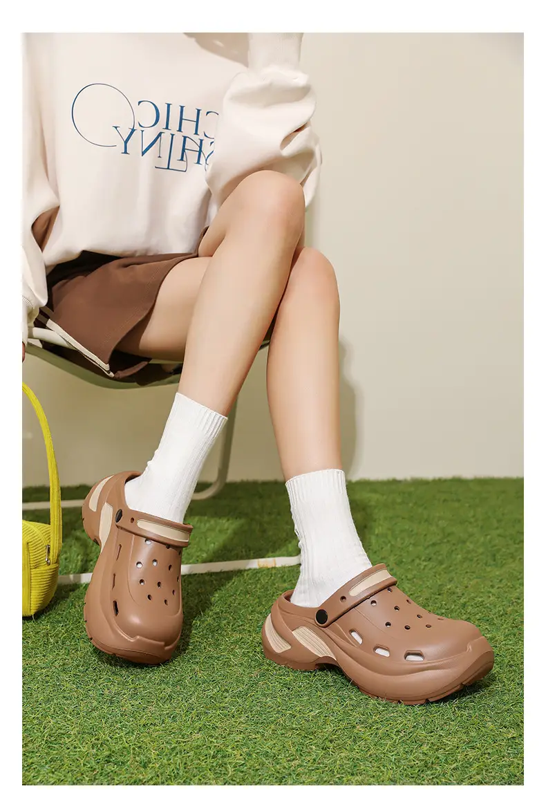 Thick-soled Baotou Women's Summer Wear-resistant Height-increasing Sandals Exterior Wear EVA Breathable Non-slip Deodorant Beach Hole Shoes — feature 9