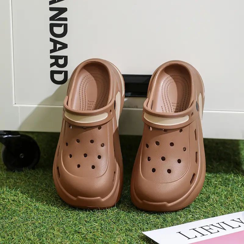 Thick-soled Baotou Women's Summer Wear-resistant Height-increasing Sandals Exterior Wear EVA Breathable Non-slip Deodorant Beach Hole Shoes