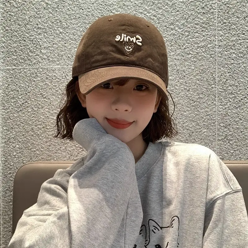 Red Women's Baseball Cap with "Smile" Embroidery
