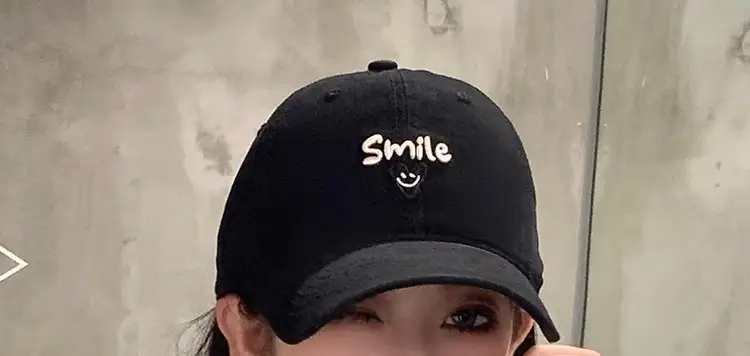 Red Women's Baseball Cap with "Smile" Embroidery — feature 1