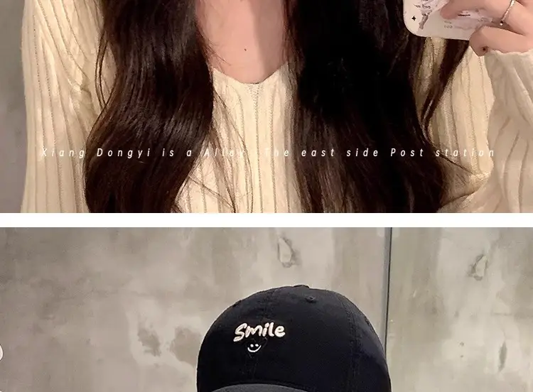 Red Women's Baseball Cap with "Smile" Embroidery — feature 4