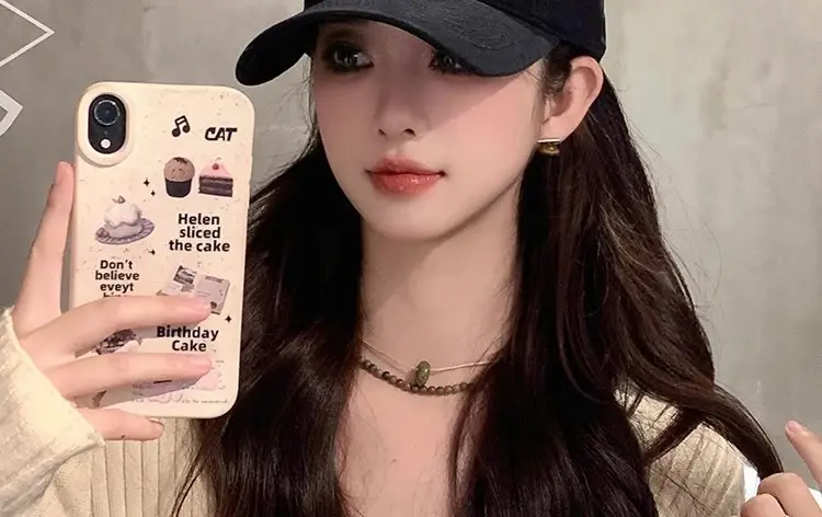 Red Women's Baseball Cap with "Smile" Embroidery — feature 5