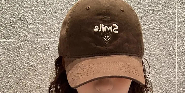 Red Women's Baseball Cap with "Smile" Embroidery — feature 9