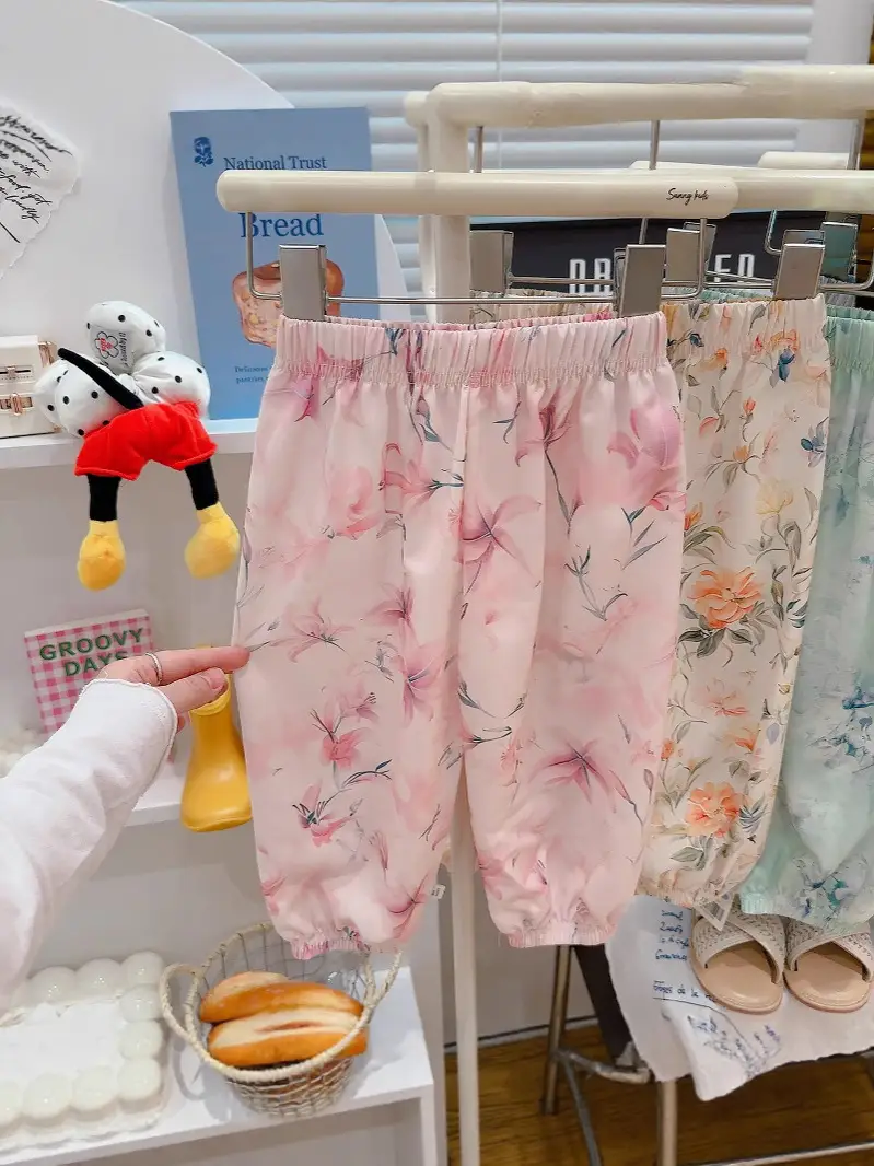 Summer 3D Anti-Mosquito Pants for Boys Girls Blue Floral - Image 13
