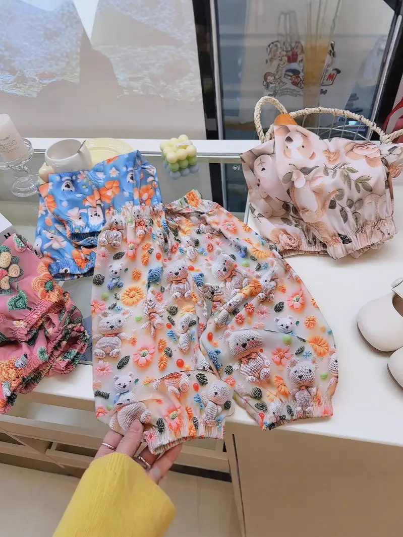 Summer 3D Anti-Mosquito Pants for Boys Girls Blue Floral - Image 15