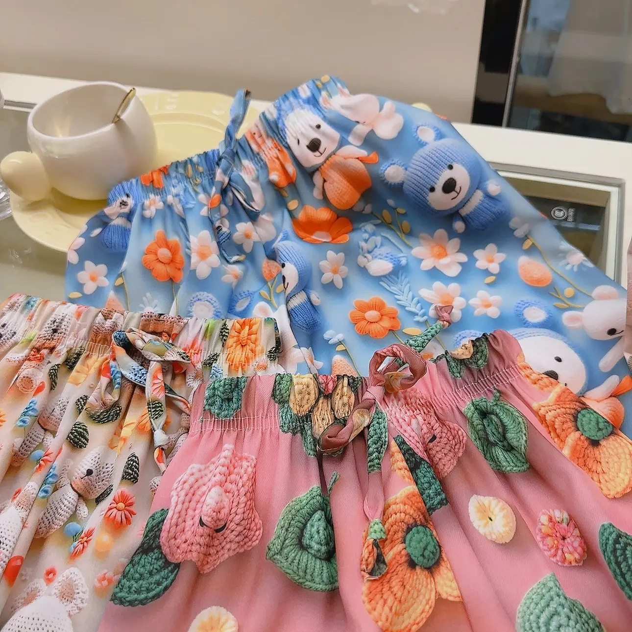 Summer 3D Anti-Mosquito Pants for Boys Girls Blue Floral — feature 6